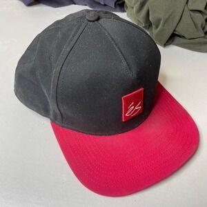 ES Skateboarding Cap Black Red‎ Flat Brim Snapback Logo Adjustable Adult